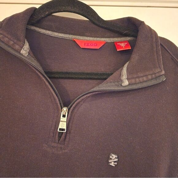 Izod Men's Black quarter zip black sweater S - Picture 3 of 4